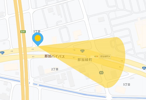 那加緑町４交差点ライブカメラの位置図