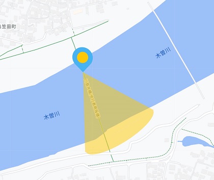 川島大橋 歩行者用仮橋右岸ライブカメラの位置図